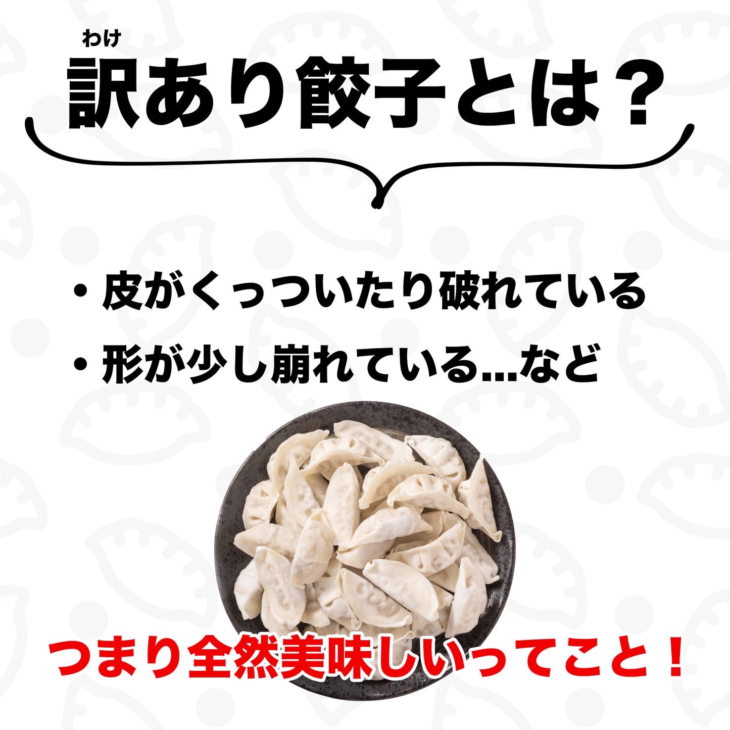 【送料込み】業餃業恒例の訳あり餃子!1,250円(100個〜125個) ※ほぼ商品代無料!